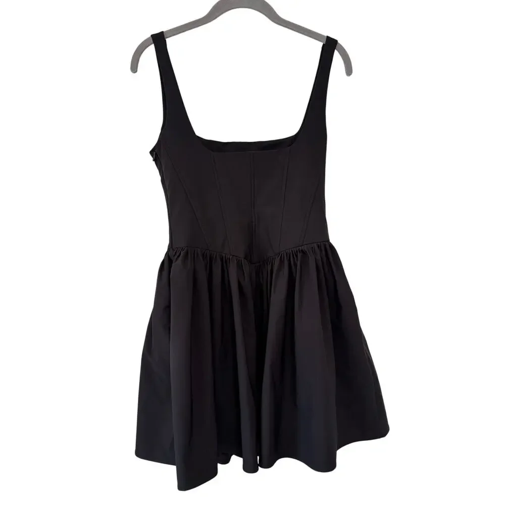 Zara Women’s Black Corset Fit Flare Mini Dress Square Neck Sleeveless Size S - Picture 7 of 10